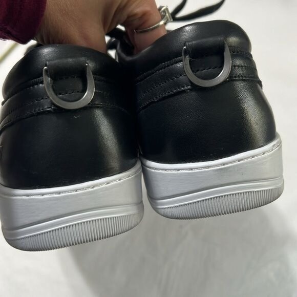 Andrew Marc Mens Black Leather Sneakers Size 10.5 - Picture 6 of 9